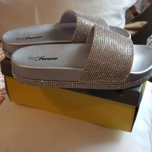 Blinged-out silver slides